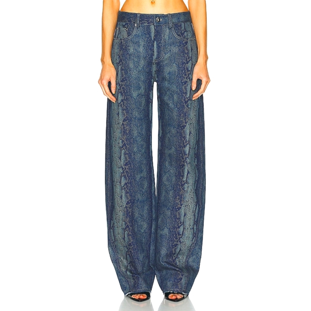 Priscavera Snake Print Denim Jeans